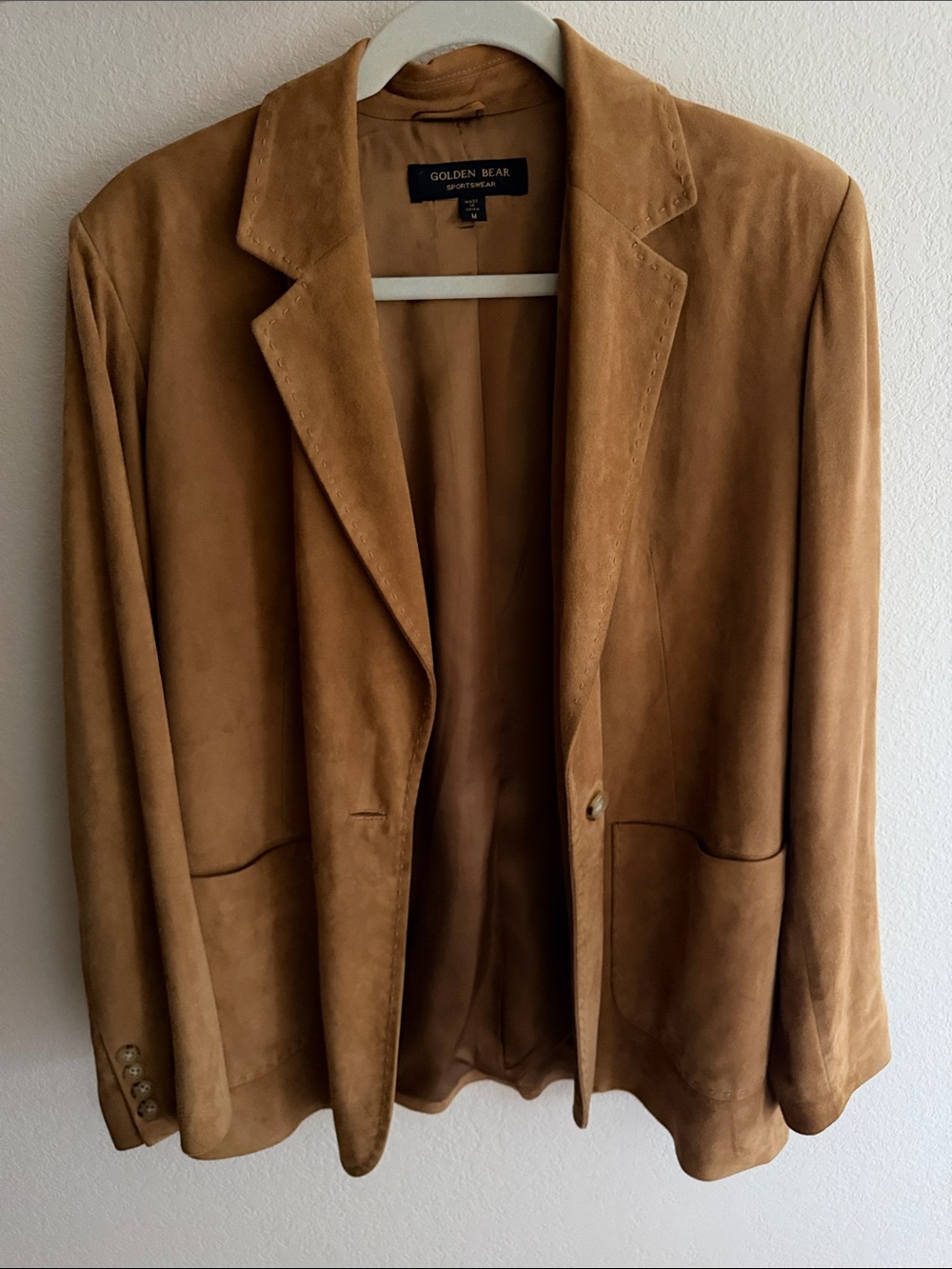 Golden Bear sportswear Women's Tan Suede Blazer Jacket genuine leather